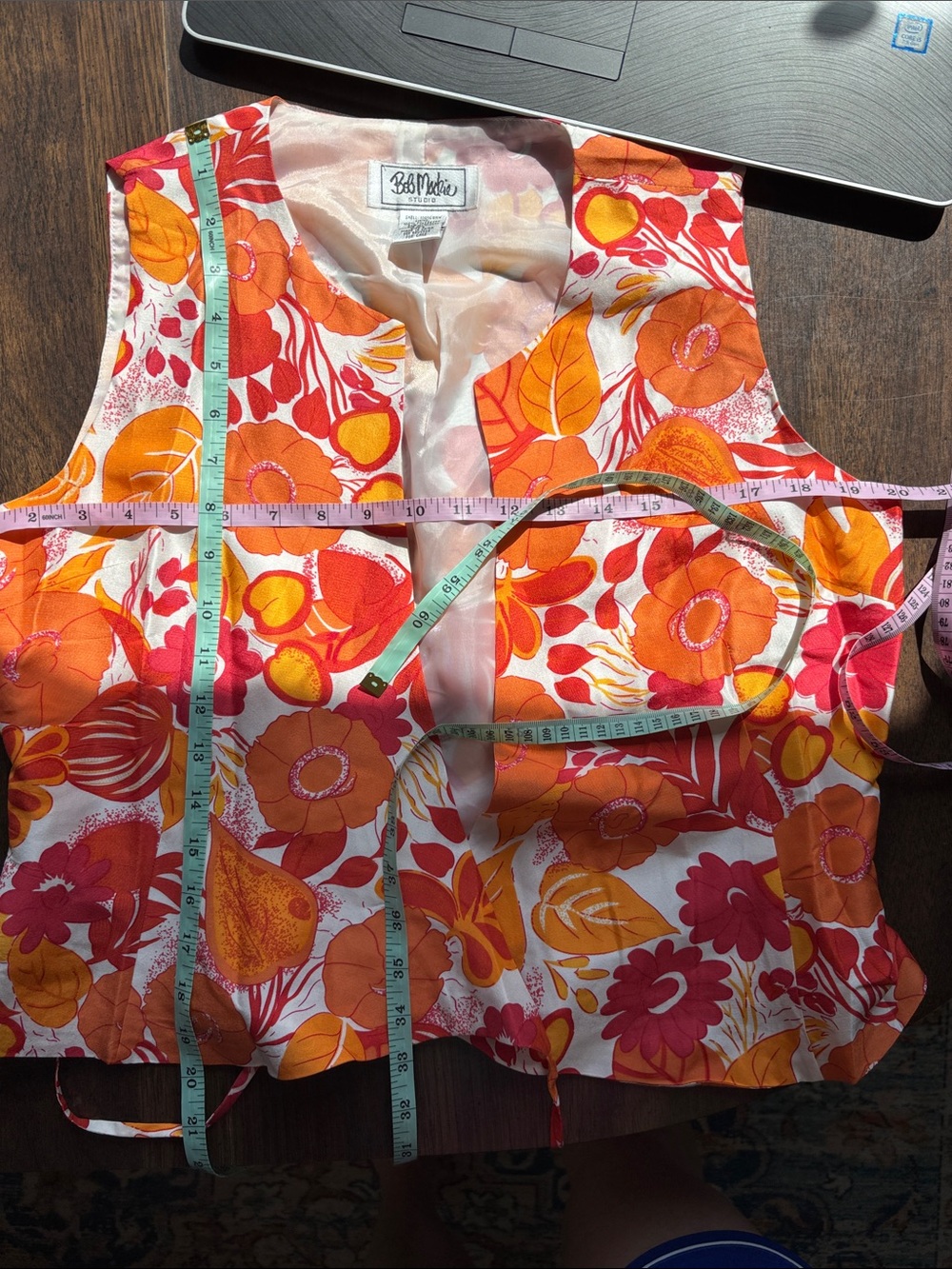 Vintage Bob Mackie Studio Top Sz 6 Wrap Top SILK Foral 60s Office Chic Retro Mod - Picture 9 of 10